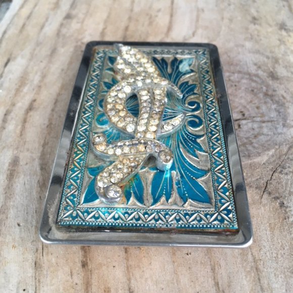 One-of-a-Kind Vintage Cowgirl Cowboy Bling Belt Buckle - Picture 6 of 12